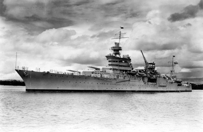 The World War II cruiser USS Indianapolis at Pearl Harbor Hawaii